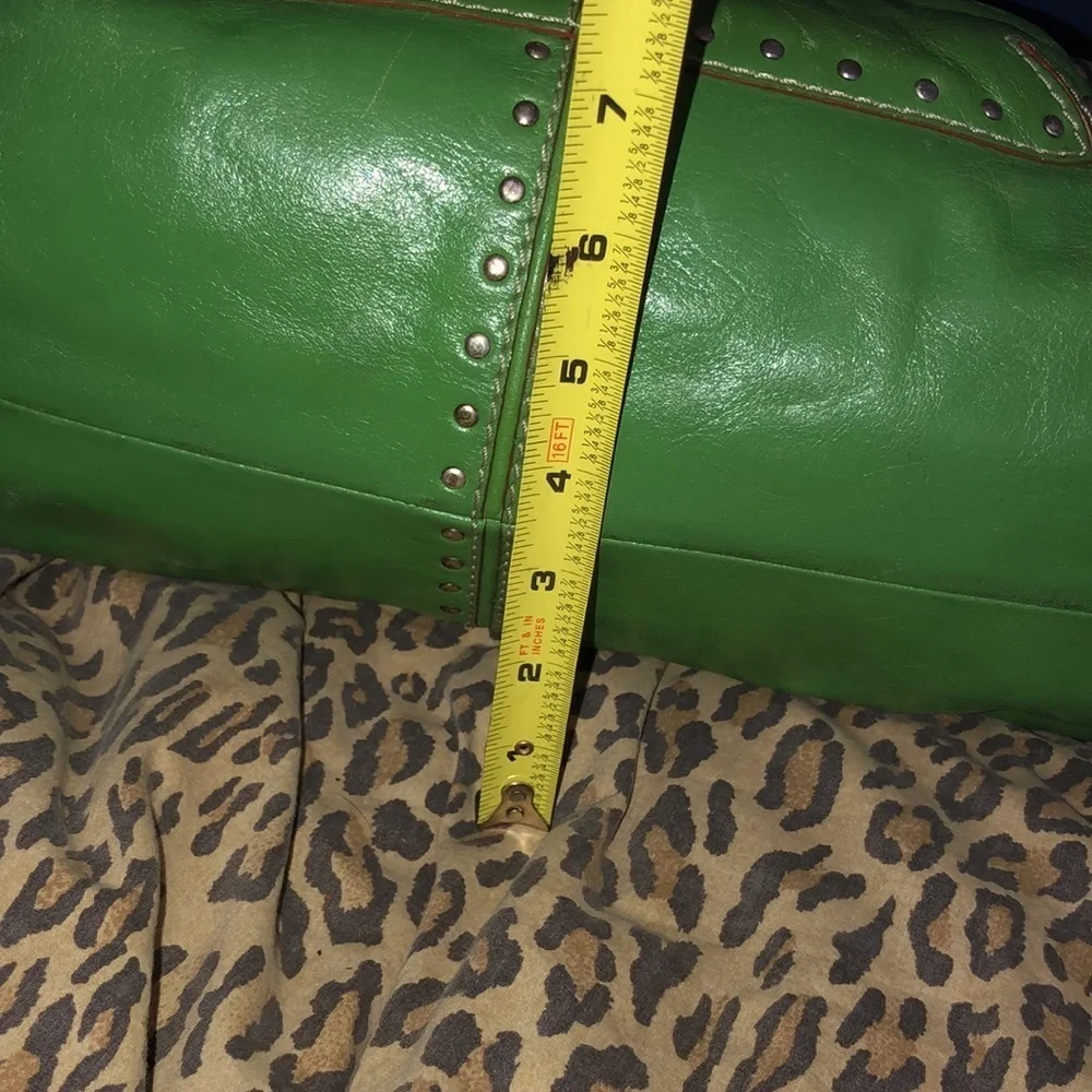 Micheal Kors Astor chartreuse green studded  Leather bag rare ,very clean